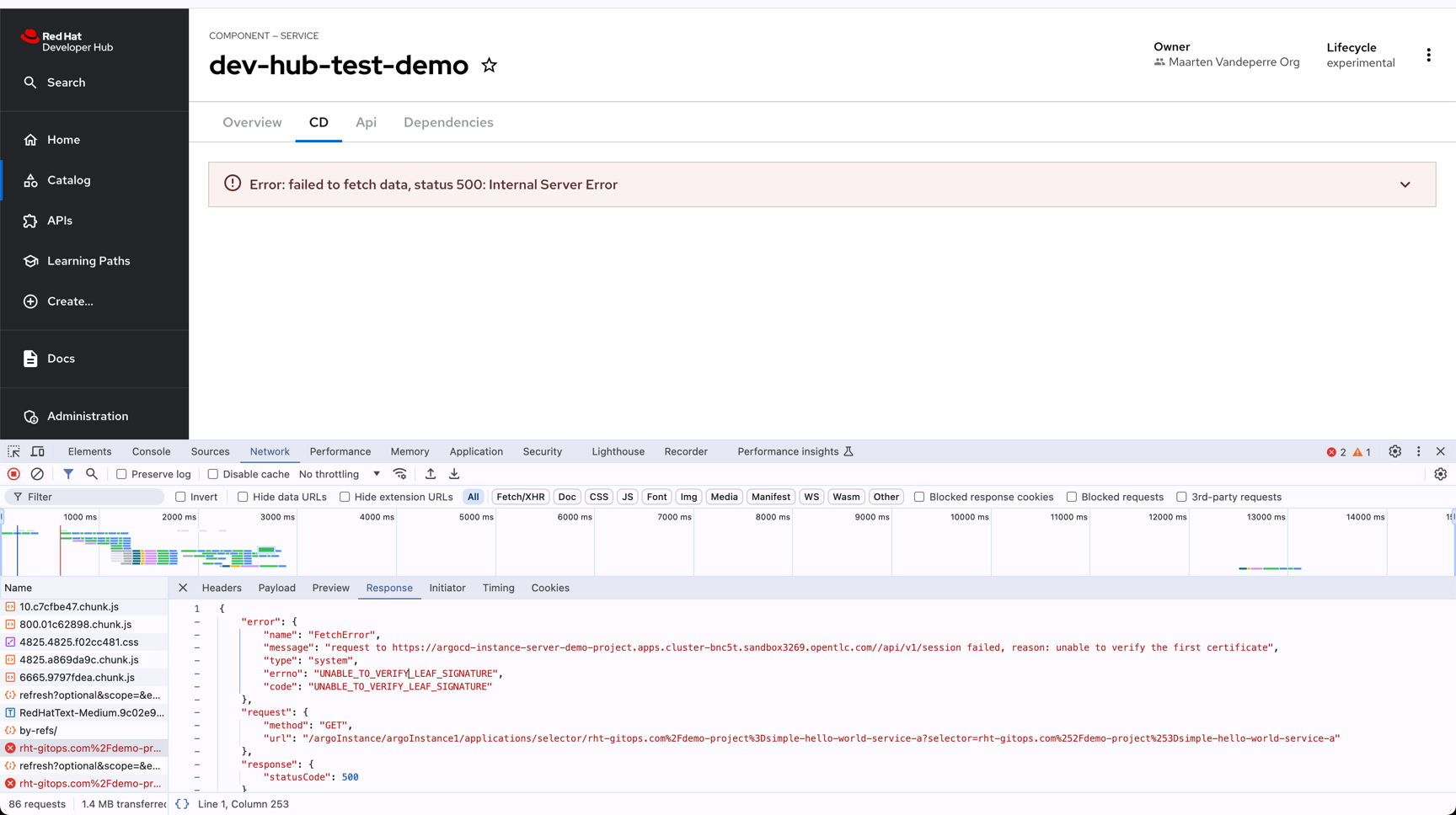 ArgoCD Internal Server Error